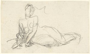 Kvinnlig figur sittande på marken av George Romney