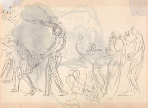 Studie i figurkomposition: Män som avvärjer ett angrepp på sina familjer av George Romney