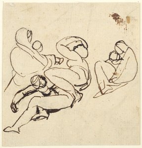 Figurstudier av kvinnor och barn som lider av George Romney