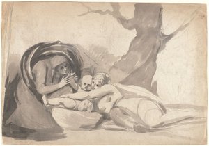 Den unge Shakespeare, uppfostrad av tragedi och komedi av George Romney