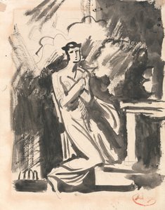 Iphigenia knäböjande vid ett altare av George Romney