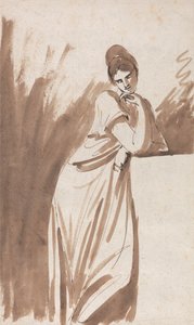 Dam lutar sig mot en pelare: (Möjligen en skiss till "Miss Woodley") av George Romney