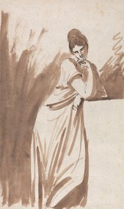Kvinna som lutar sig mot en sockel (möjligen en skiss till ”Miss Woodley”) av George Romney