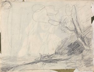 Landskapsstudie till ”Titanias följe jagar fladdermöss” av George Romney