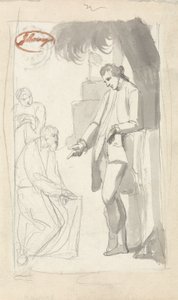 Major Pierson and the Brahman (grå tvätt och grafit på lagt papper) (se 153906) av George Romney