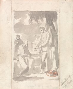 Major Pierson and the Brahman (grå tvätt på lagt papper) (se 153905) av George Romney