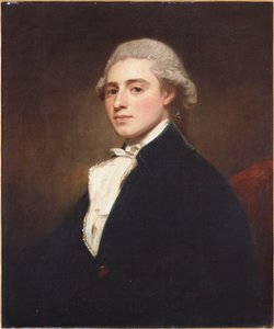 Porträtt av James Dashwood, halvlängd, iklädd blå jacka och vit jabot