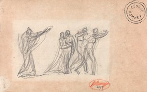 Möjligen en figur som uttalar en förbannelse över en grupp av George Romney
