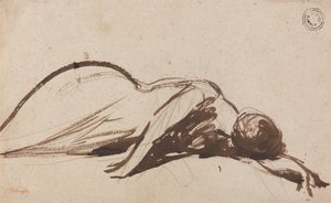 Kvinna som ligger på mage av George Romney