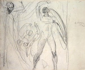 Satan, synd och död (penna på papper) av George Romney