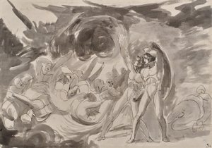 Satan betraktar de fallna änglarna av George Romney