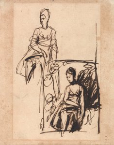 Sittande kvinna, två studier av George Romney
