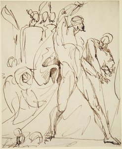Skiss till rollfiguren Macbeth i bankettscenen ur ”Macbeth” av George Romney
