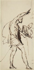 Skiss till rollfiguren Macbeth i bankettscenen ur ”Macbeth” av George Romney