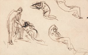Stående figur och fyra liggande figurer av George Romney