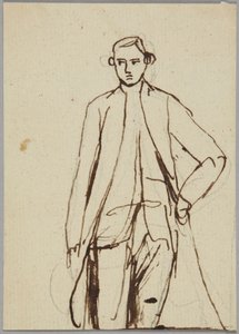 Stående manlig figur, vänster hand på höften, porträttstudie av George Romney