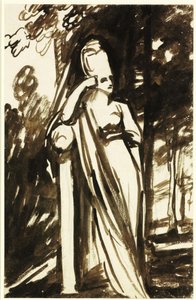 Stående kvinna vid en stele av George Romney