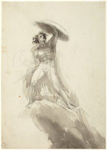 Storväxt manlig nakenfigur med sköld: studie till ”De fallna änglarna” av George Romney