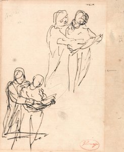 Studier av barn som tittar i en bok av George Romney