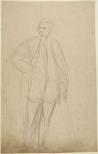 Studie till ett helfigurporträtt av en man i mantel av George Romney