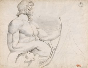 Studie av skulpturen föreställande floden Tibers gudom av George Romney