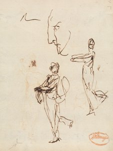 Studie av två figurer och ett ansikte av George Romney