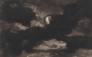 Studie av en molnig månbelyst himmel av George Romney