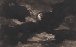Studie av en molnig månbelyst himmel av George Romney