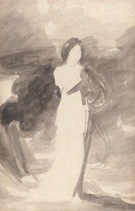 Studie av en kvinna som står av George Romney