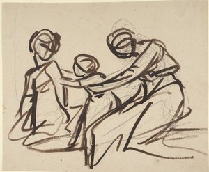 Studie av två sittande kvinnor med ett barn av George Romney