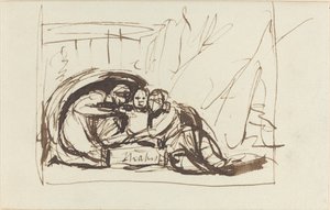 Spädbarnet Shakespeare vårdas av komedi och tragedi av George Romney