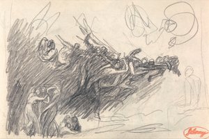 De tre gracerna och djävlarna som hånar Kristus för "Kristi frestelse" av George Romney