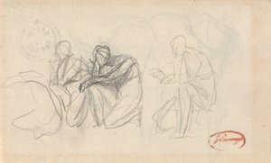 Tre knäböjande figurer av George Romney