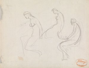 Tre studier av en sittande kvinna av George Romney