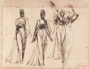 Tre studier av en stående kvinna, möjligen Circe av George Romney