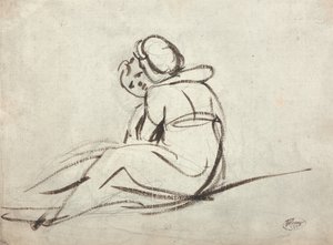 Två barn som kramas av George Romney