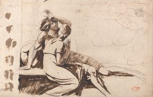 Två älskande (man som vaknar upp ur en dröm) av George Romney