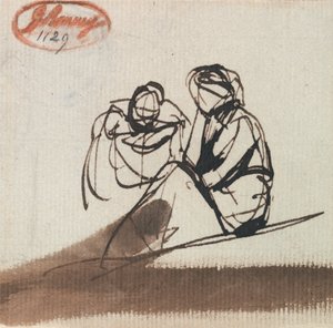 Två sittande figurer av George Romney