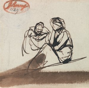 Två sittande figurer av George Romney