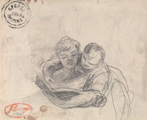 Kvinna som lär ett barn att läsa av George Romney