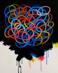 Tangled Harmony, 2025 (akryl på duk) av George Rosaly