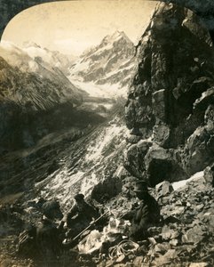 Mount Cook och Hooker Glacier and Valley, Nya Zeeland, c1909. av George Rose