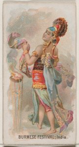 Burmesisk festival, Indien, från Holidays-serien N80 för cigaretter av märket Duke, 1890., 1890. av George S. Harris and Sons