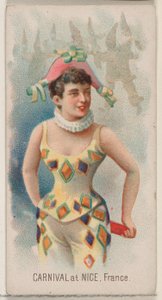 Karneval i Nice, Frankrike, från Holidays-serien N80 för cigaretter av märket Duke, 1890., 1890.