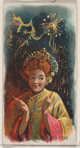 Kinesiskt nyår, från Holidays-serien N80 för cigaretter av märket Duke, 1890., 1890. av George S. Harris and Sons