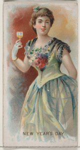 Nyårsdagen, USA, från Holidays-serien N80 för cigaretter av märket Duke, 1890., 1890