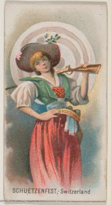 Schuetzenfest, Schweiz, från Holidays-serien N80 för cigaretter av märket Duke, 1890., 1890.