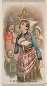 Shrove-Tide, Danmark, från Holidays-serien N80 för cigaretter av märket Duke, 1890., 1890. av George S. Harris and Sons