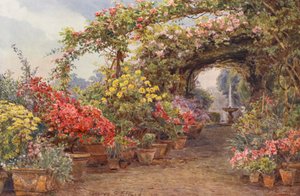 Italienska trädgårdar: En florentinsk terrass (färglitografi) av George Samuel Elgood