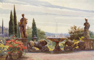 Italienska trädgårdar: Florens från Villa Palmieri (färglitografi) av George Samuel Elgood